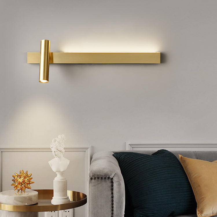 Bedside brass wall lamp with spot lamp