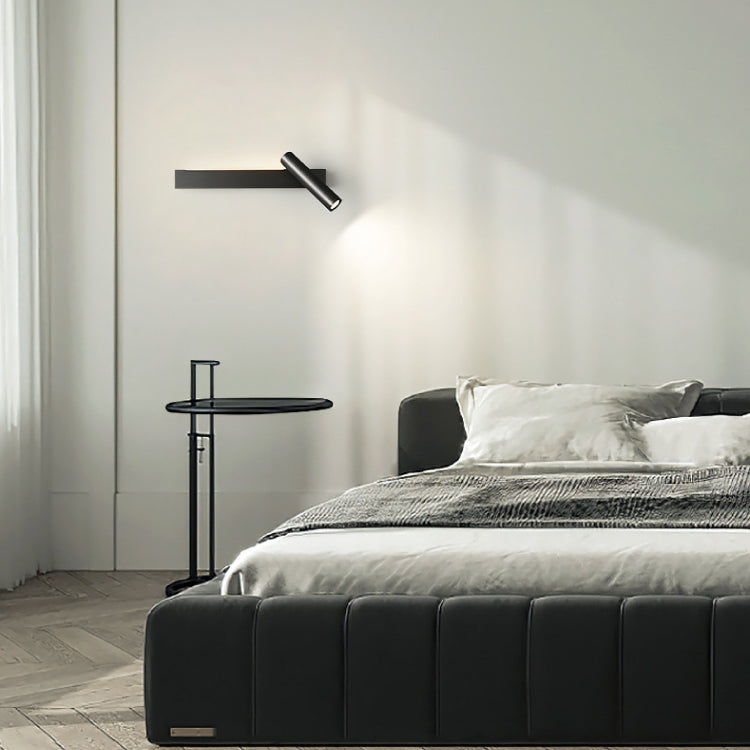 Bedside black wall lamp with spot lamp